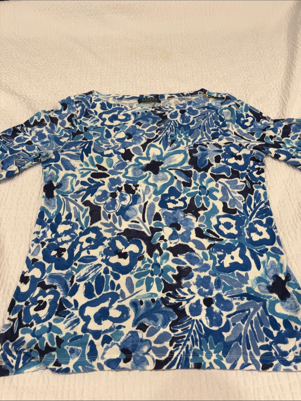 Ralph Lauren Ladies Blue and White Floral  Top
Estimated Size M